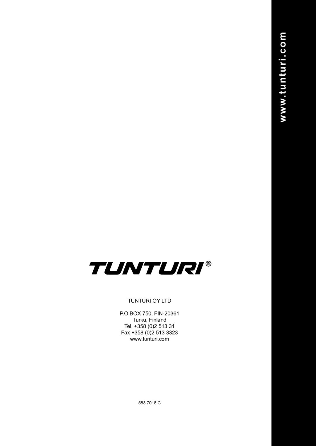 Tunturi C85 owner manual 583 7018 C 