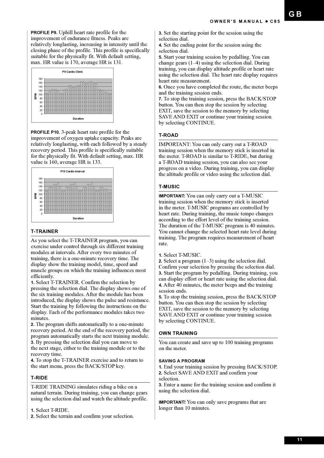 Tunturi C85 owner manual Trainer 