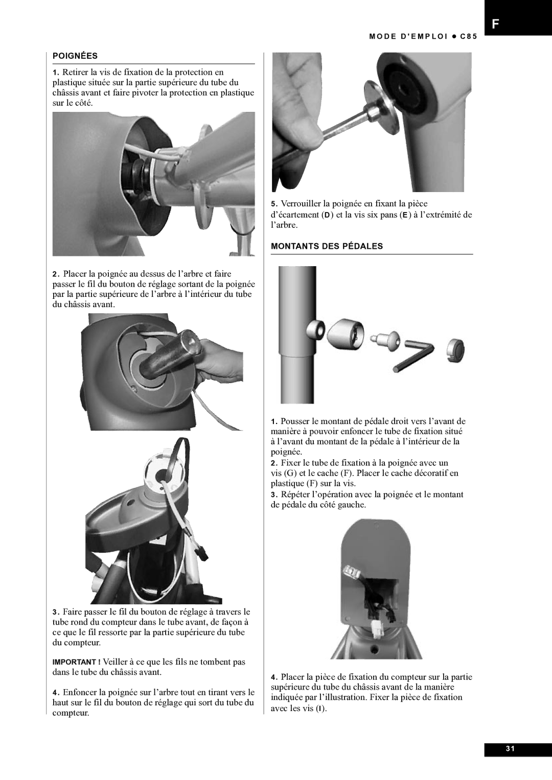 Tunturi C85 owner manual Poignées 