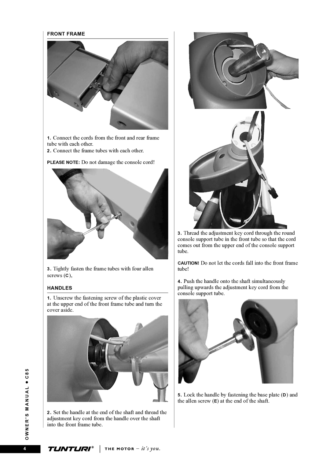 Tunturi C85 owner manual Front Frame 