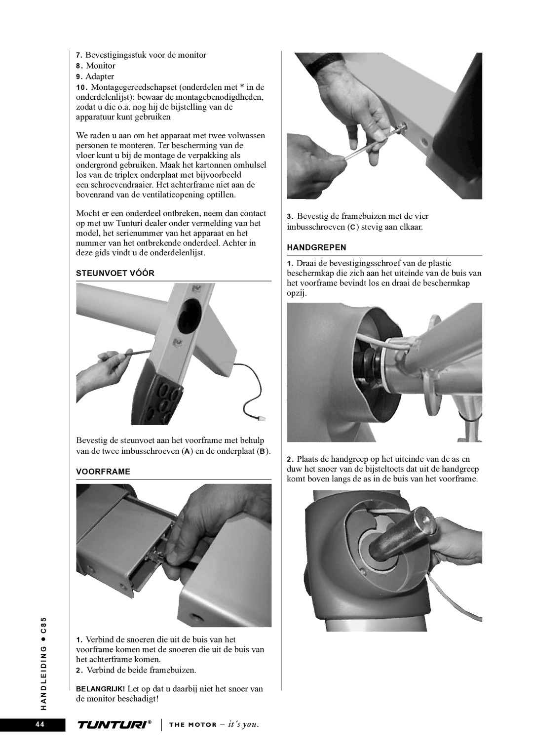 Tunturi C85 owner manual Steunvoet Vóór 