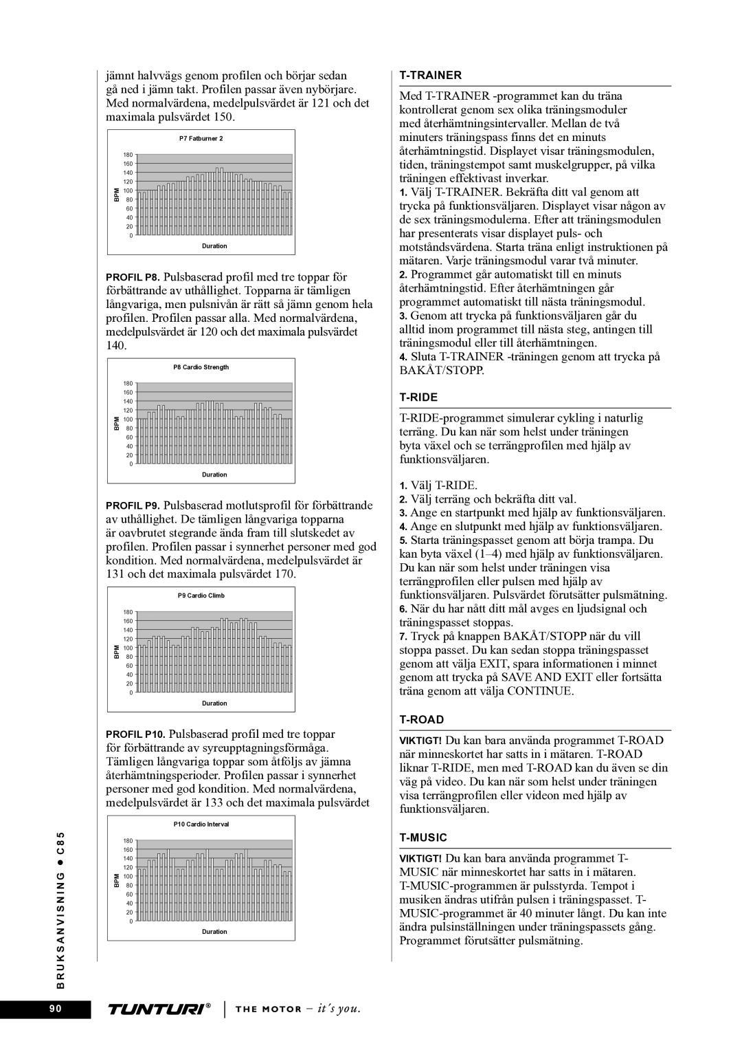 Tunturi C85 owner manual Trainer 