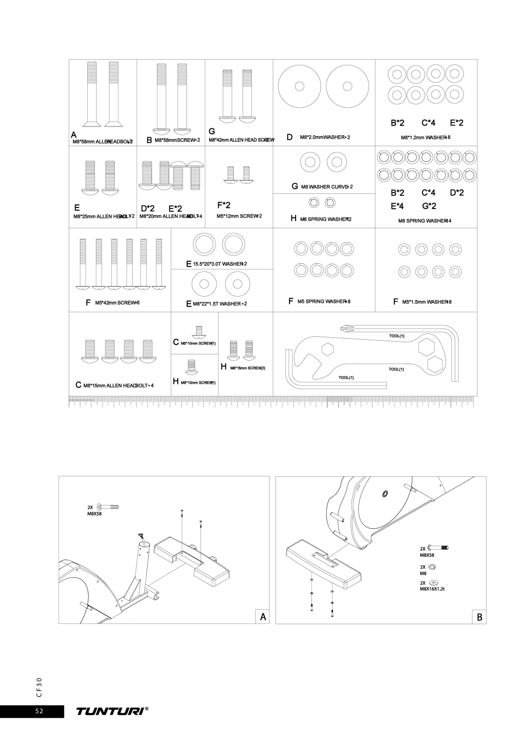 Tunturi CF30 owner manual M6 Spring WASHER*2 