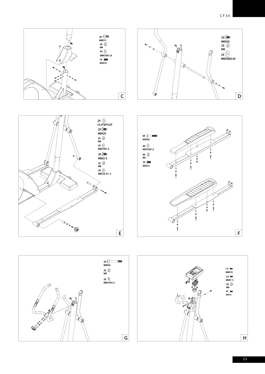 Tunturi CF30 owner manual M8X20 