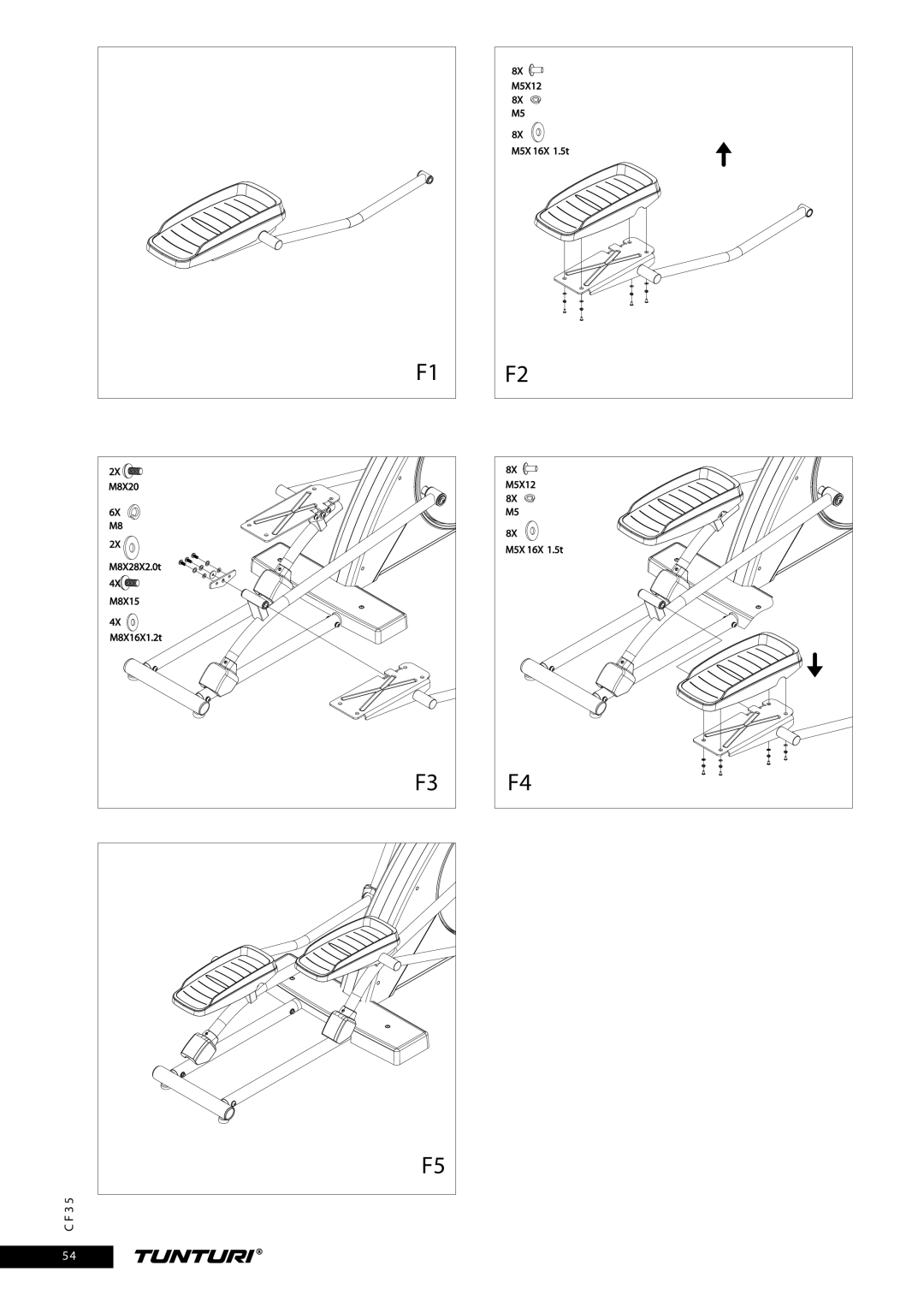 Tunturi CF35 owner manual M8X20 