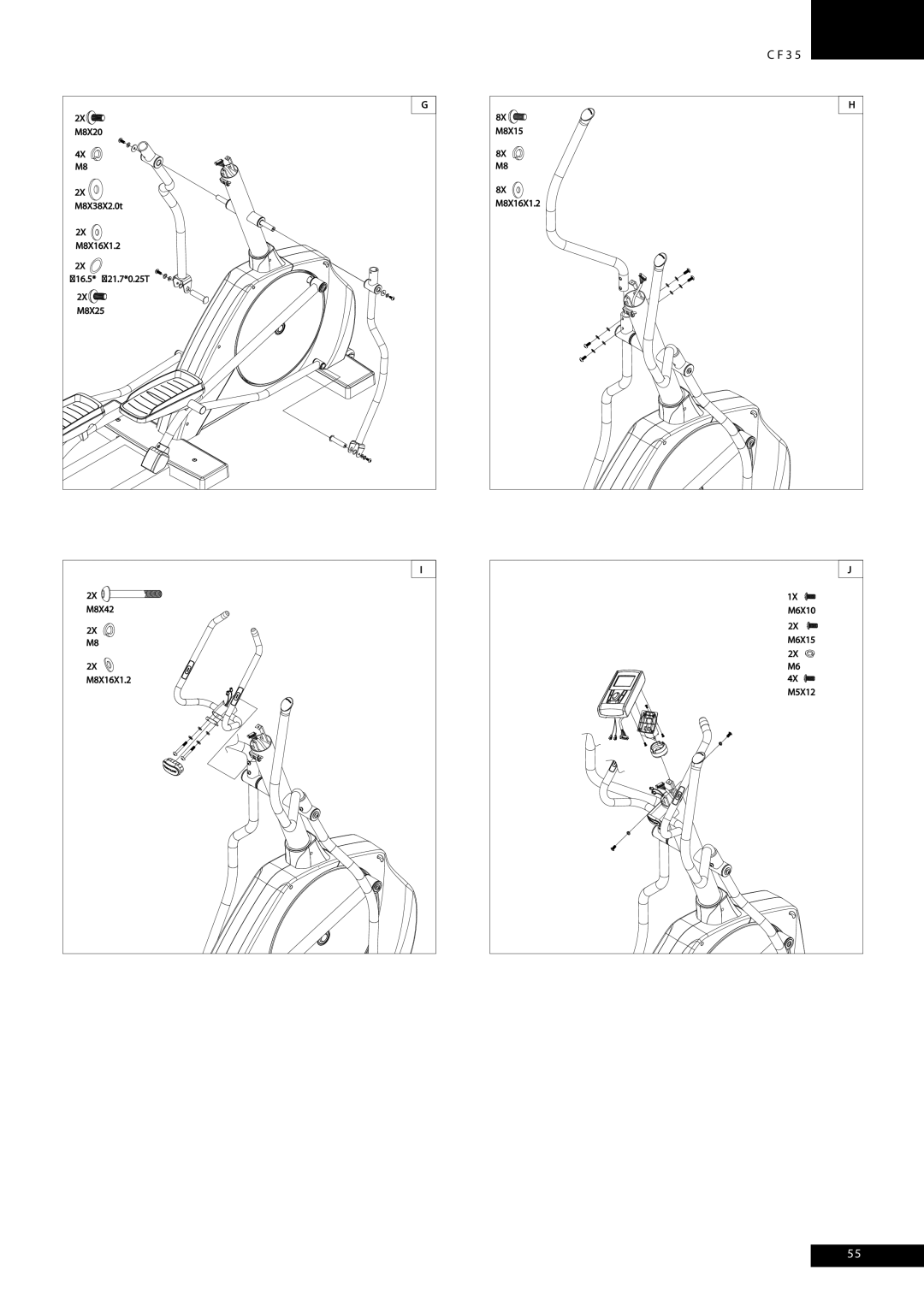 Tunturi CF35 owner manual M8X20 