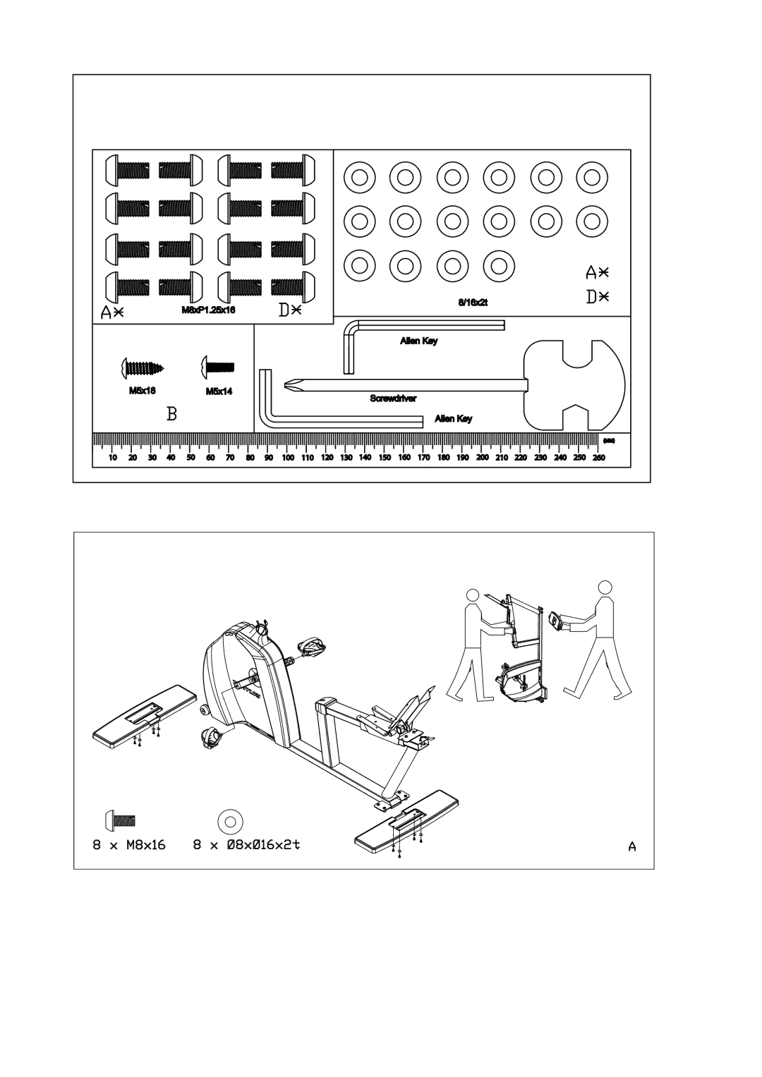 Tunturi E30R owner manual M8x16 Ø8xØ16x2t 