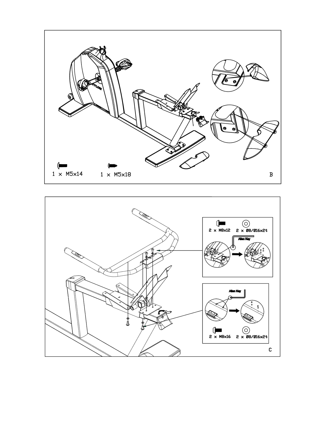 Tunturi E30R owner manual M5x14 M5x18 