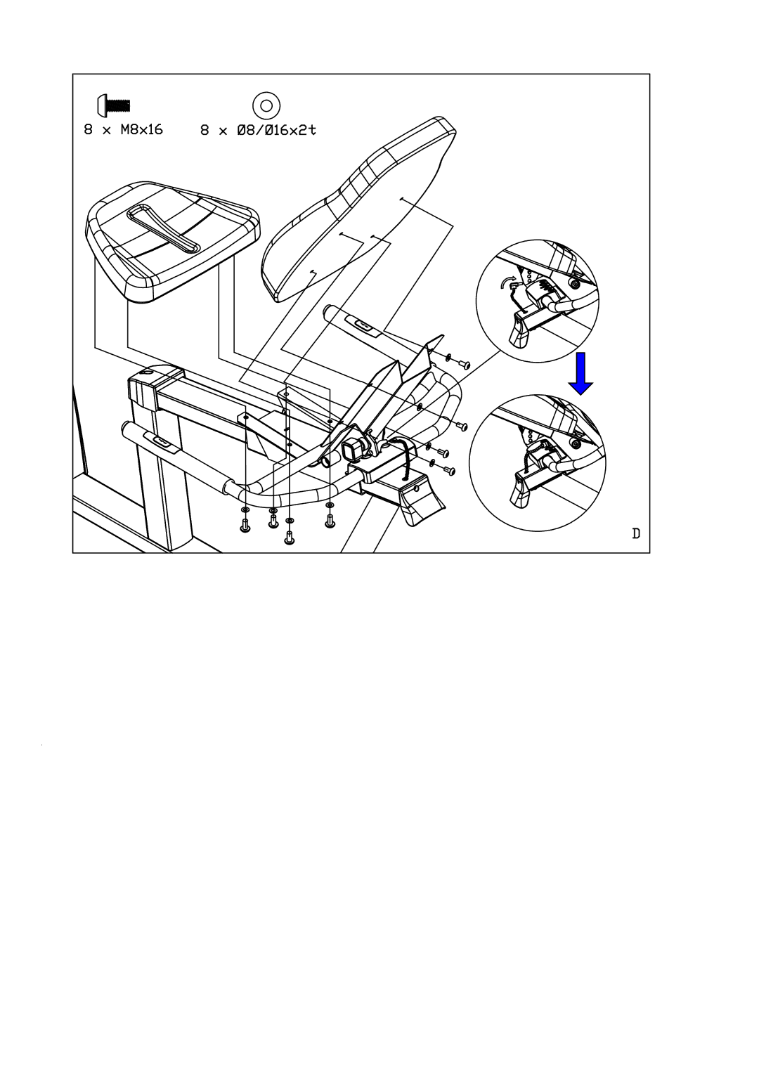 Tunturi E30R owner manual M8x16 Ø8/Ø16x2t 