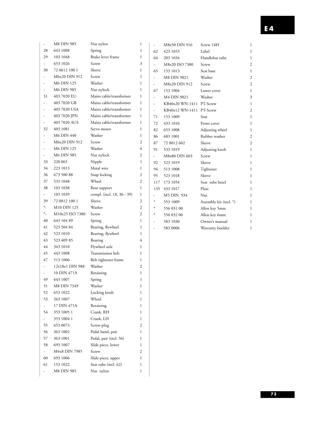 Tunturi E4 owner manual Usa 