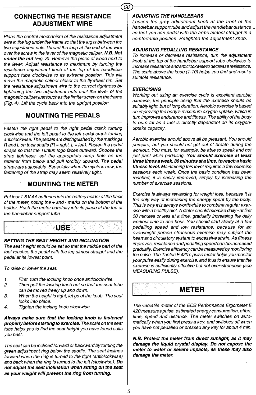 Tunturi E420 manual 