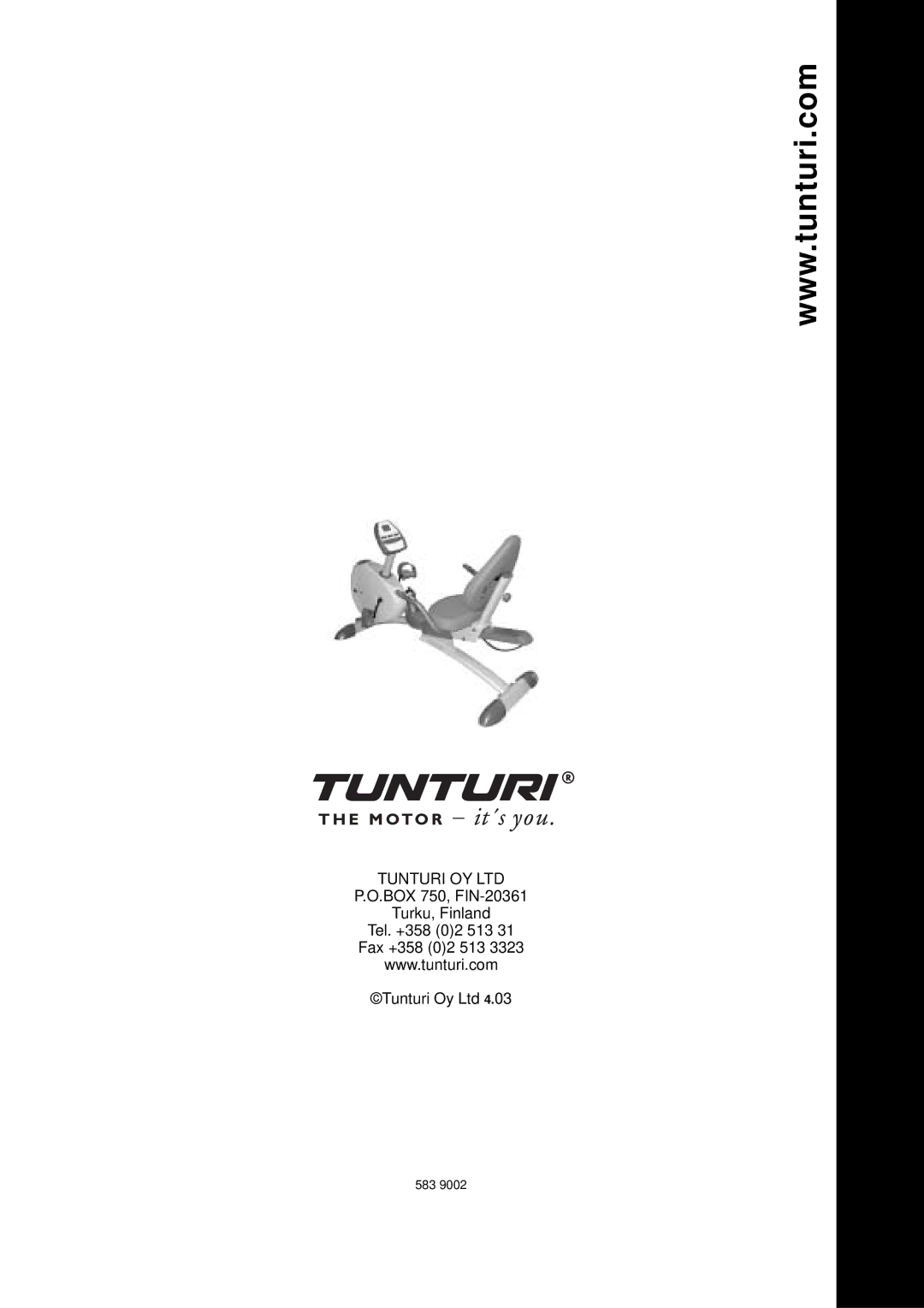 Tunturi E4R owner manual 583 