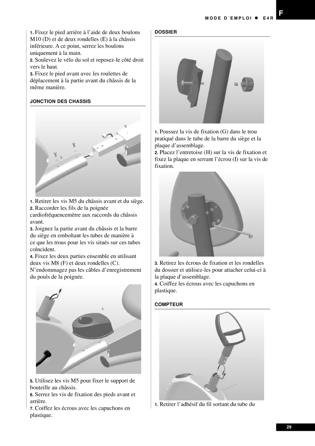 Tunturi E4R owner manual Retirer l’adhésif du fil sortant du tube du 