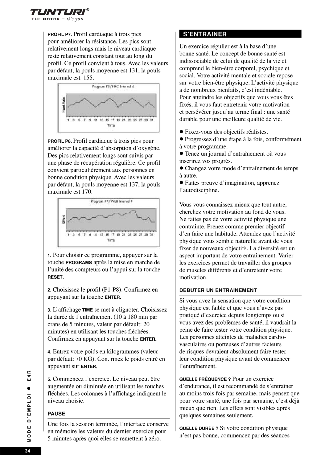 Tunturi E4R owner manual ’Entrainer 