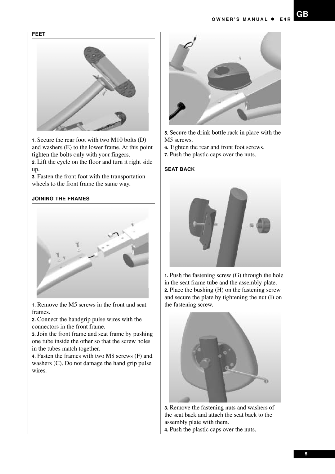 Tunturi E4R owner manual Feet 