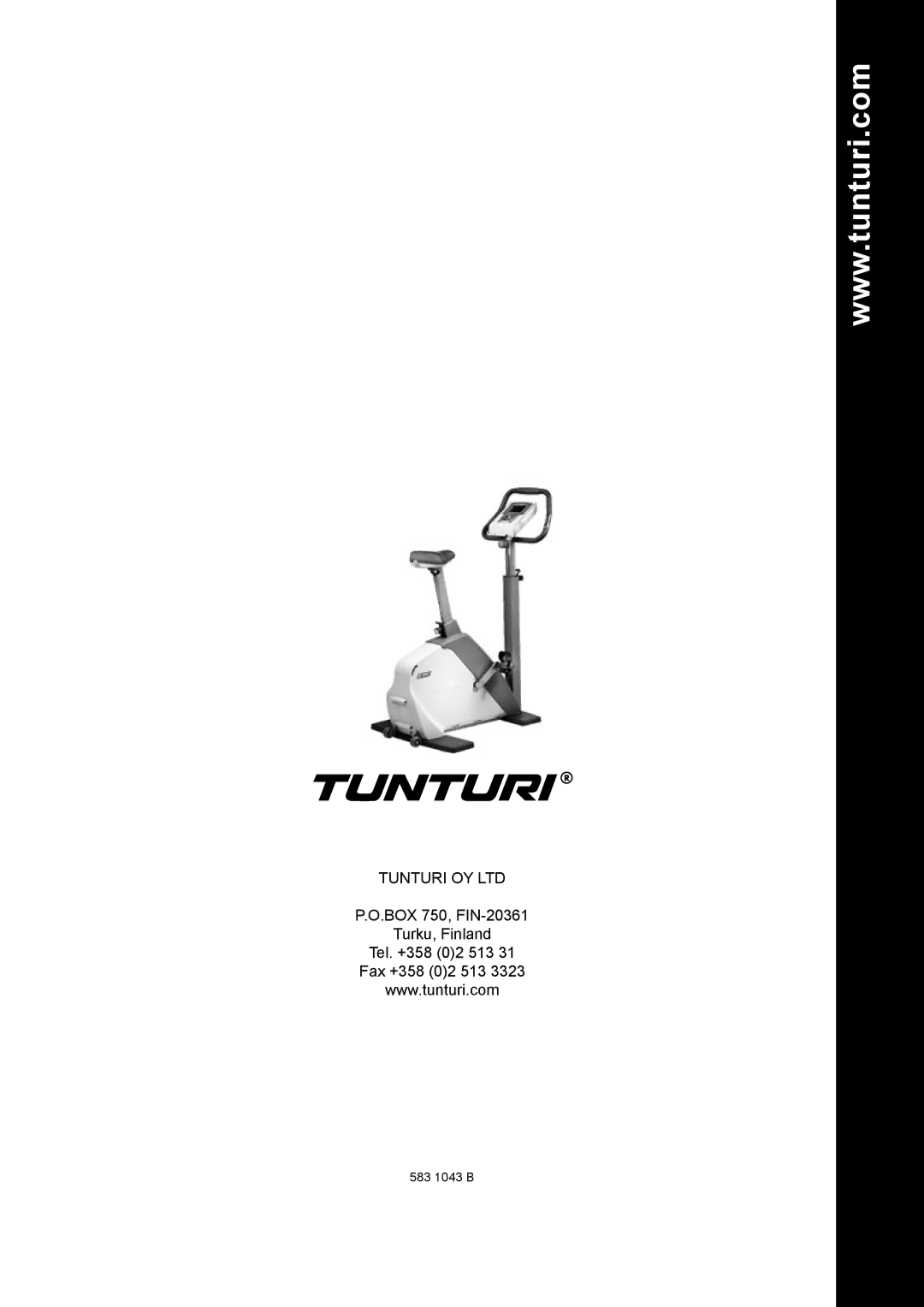 Tunturi E60 owner manual 583 1043 B 