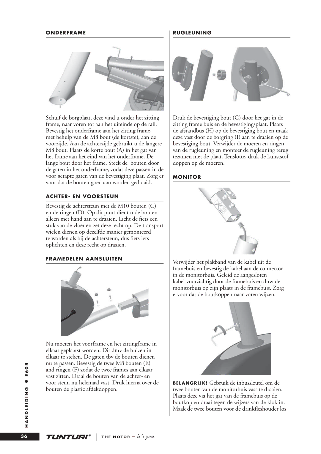 Tunturi E60R owner manual Onderframe 