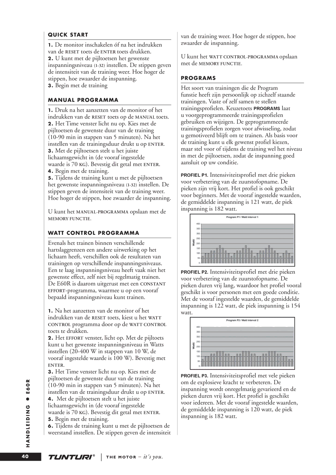 Tunturi E60R owner manual Kunt het MANUAL-PROGRAMMAopslaan met de 