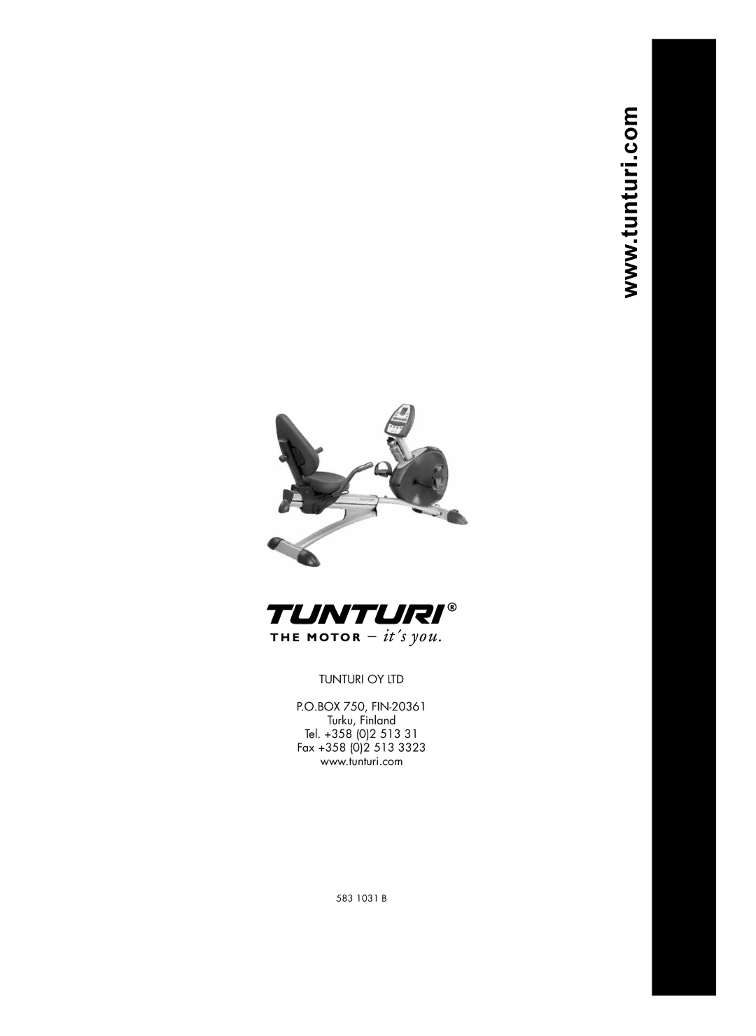 Tunturi E6R owner manual 583 1031 B 