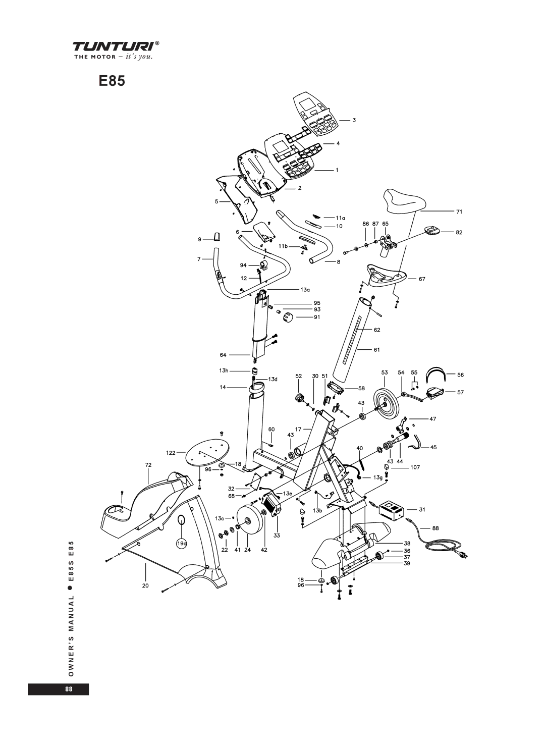 Tunturi E85S owner manual 