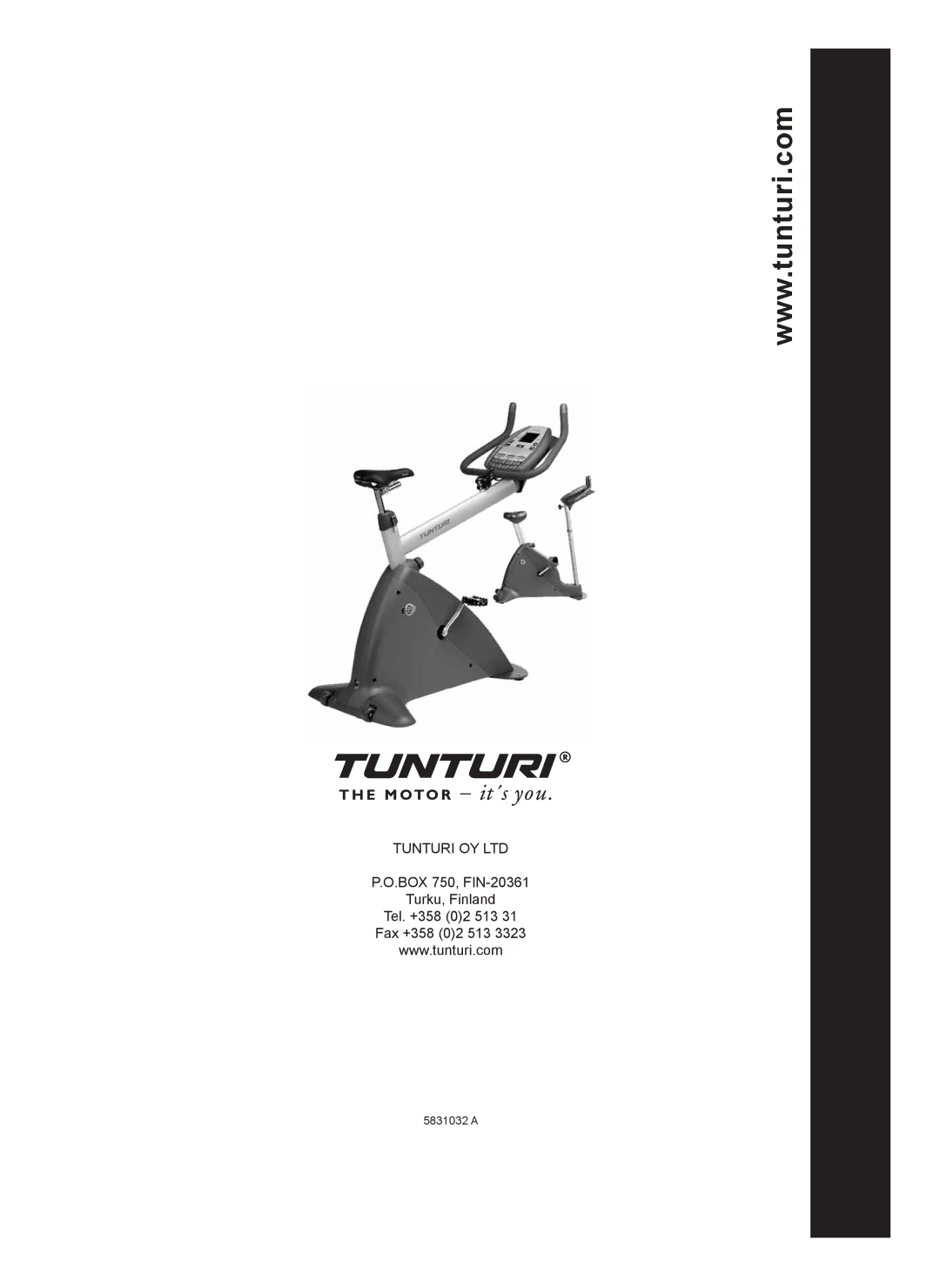 Tunturi E85S owner manual 5831032 a 