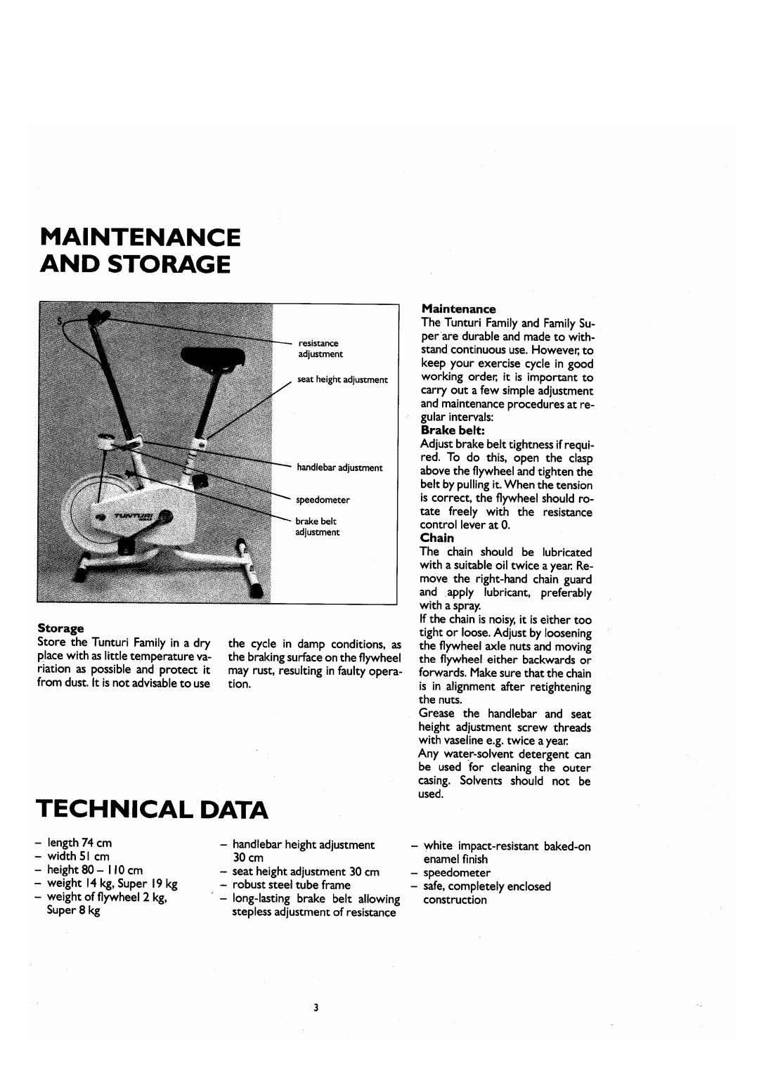 Tunturi Exercise Bike manual 