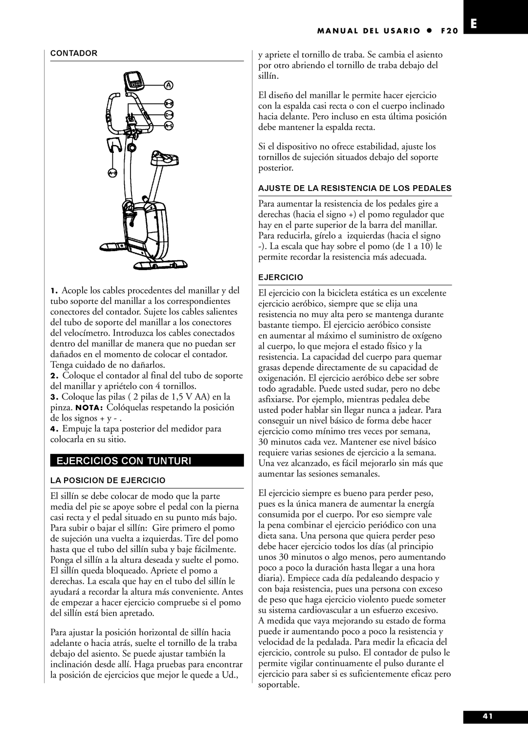 Tunturi F20 owner manual Ejercicios CON Tunturi 