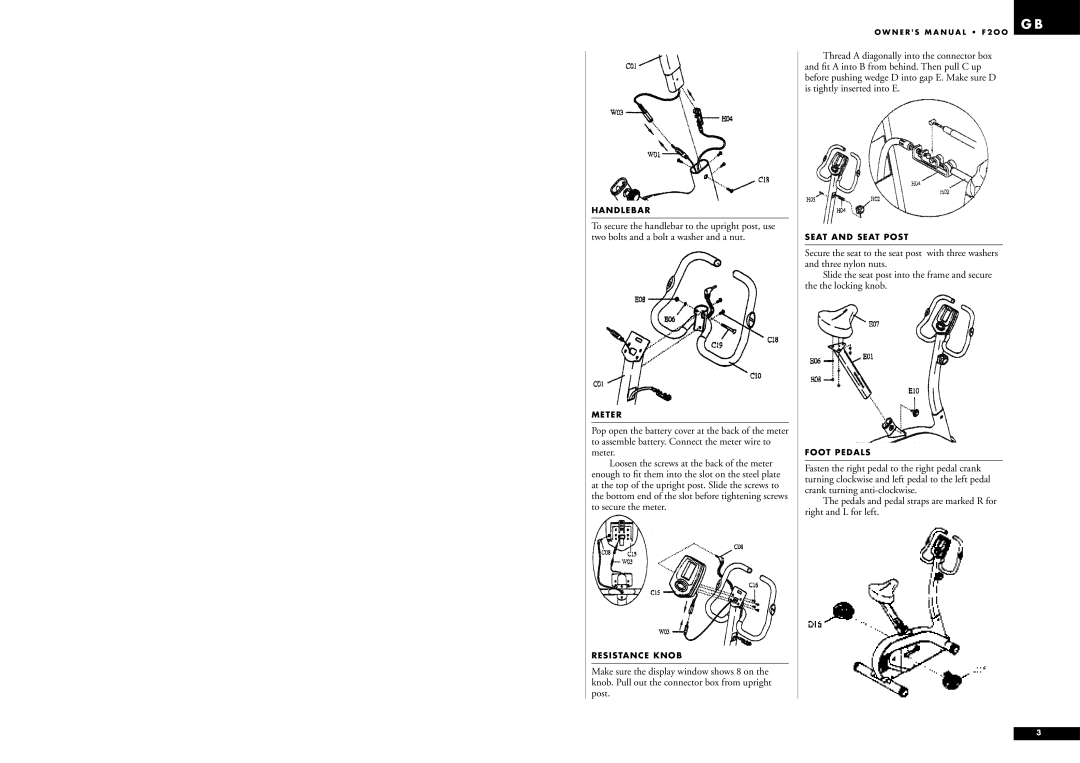 Tunturi F200 owner manual Handlebar 