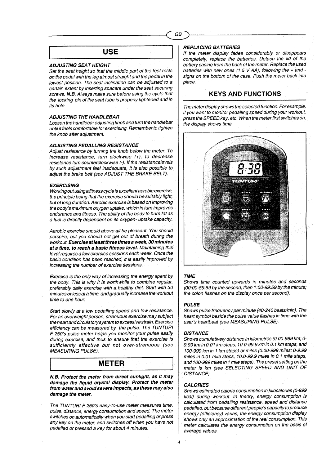 Tunturi F250 manual 