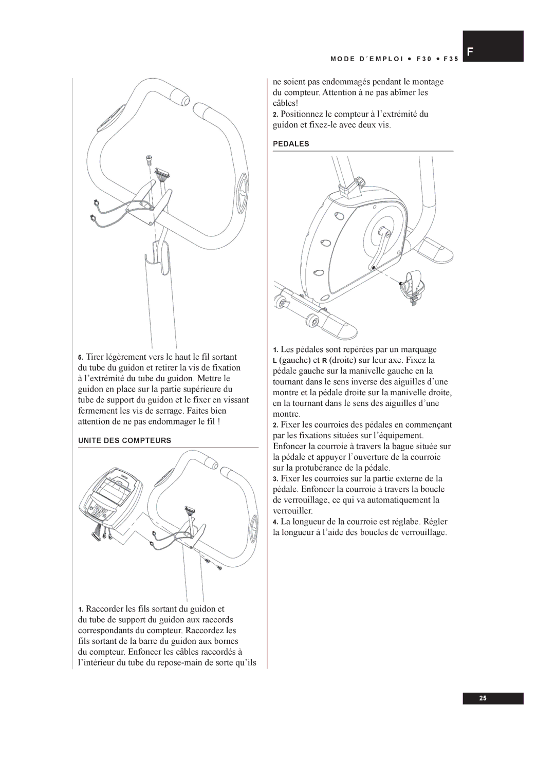 Tunturi F30, F35 owner manual Unite DES Compteurs 