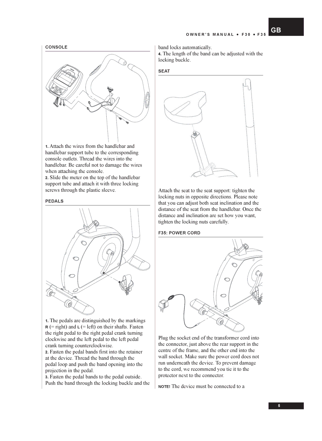 Tunturi F30, F35 owner manual Console 