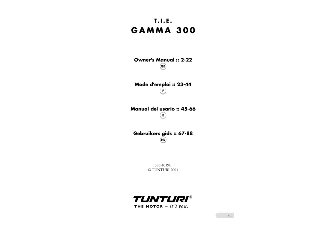 Tunturi Gamma 300 owner manual M M a 3 0 