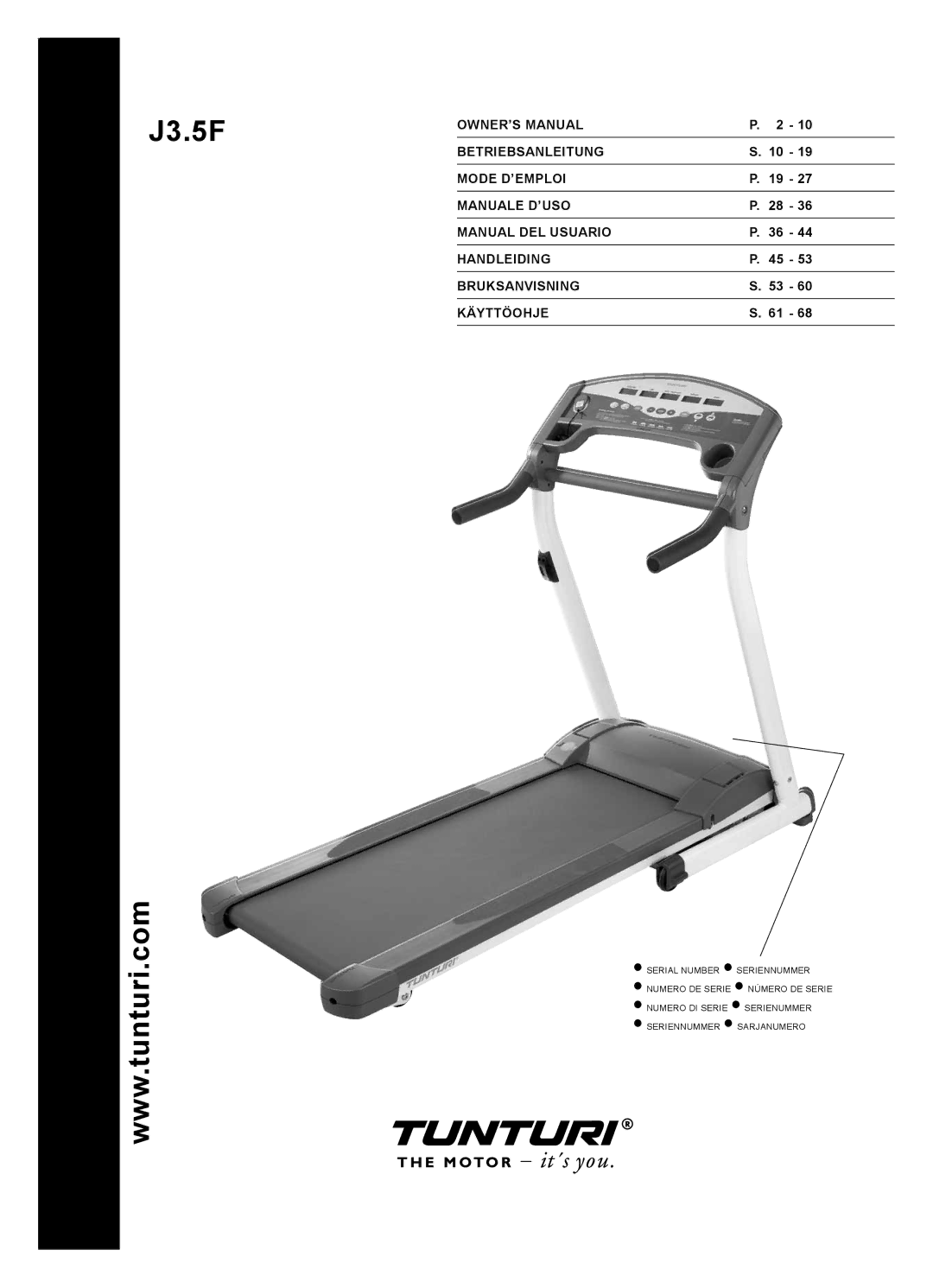 Tunturi J3.5F owner manual 