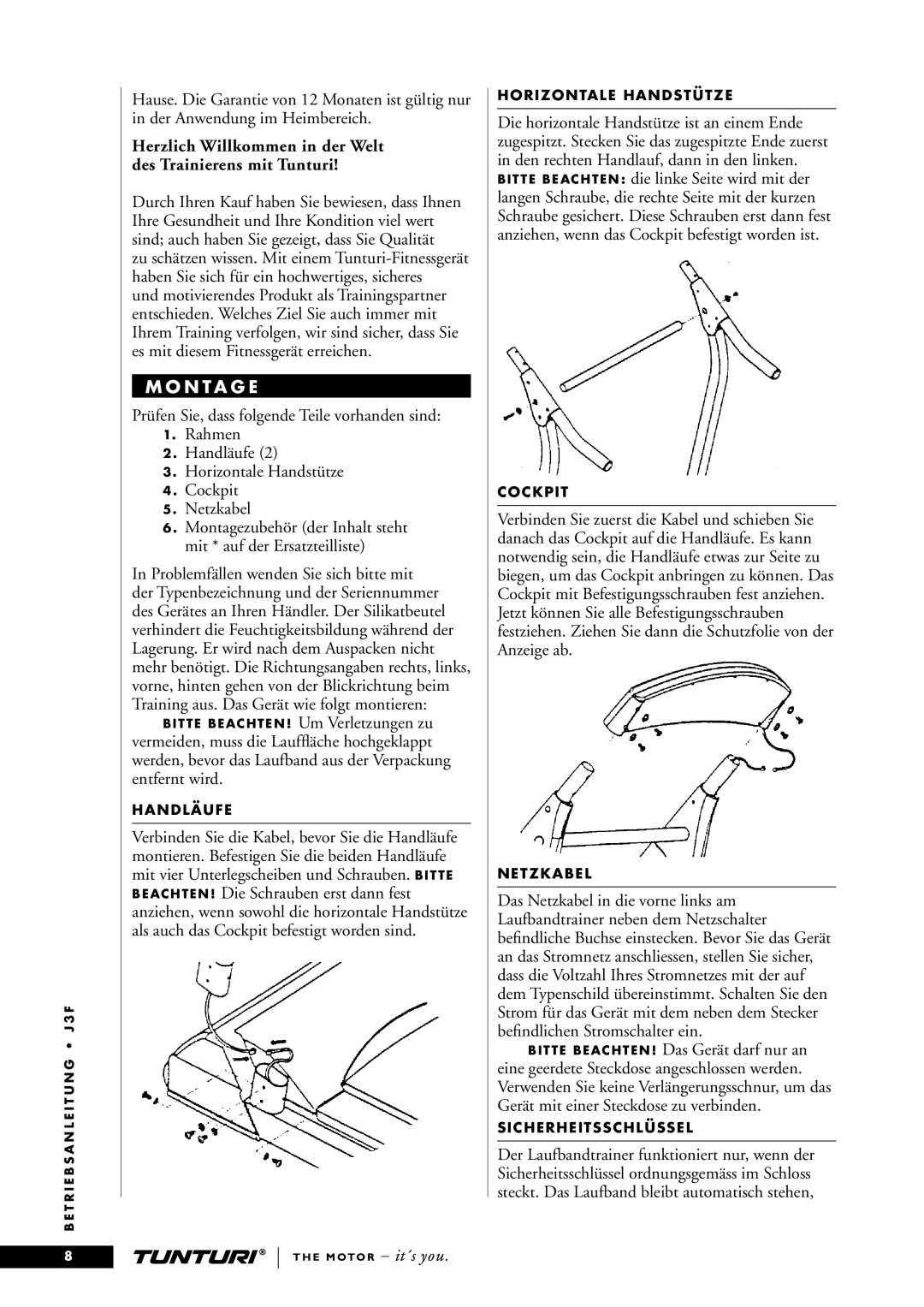 Tunturi J3F owner manual N T a G E 