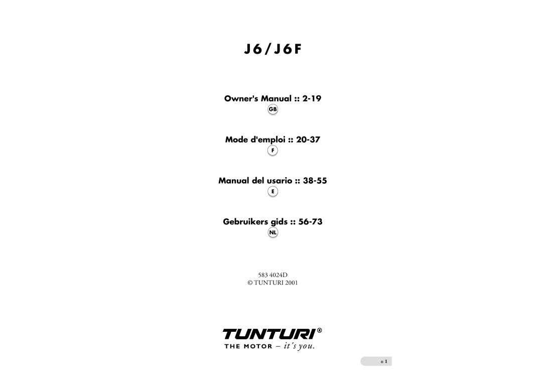 Tunturi J6F owner manual J 6 F 