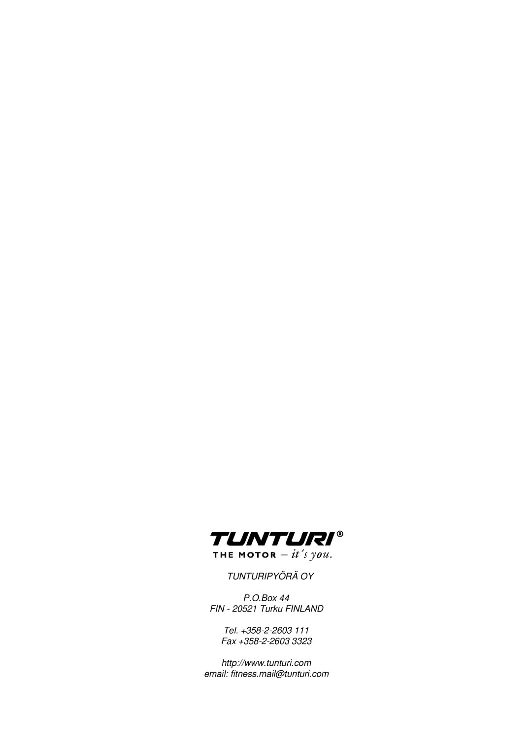 Tunturi R 215 owner manual Tunturipyörä OY 