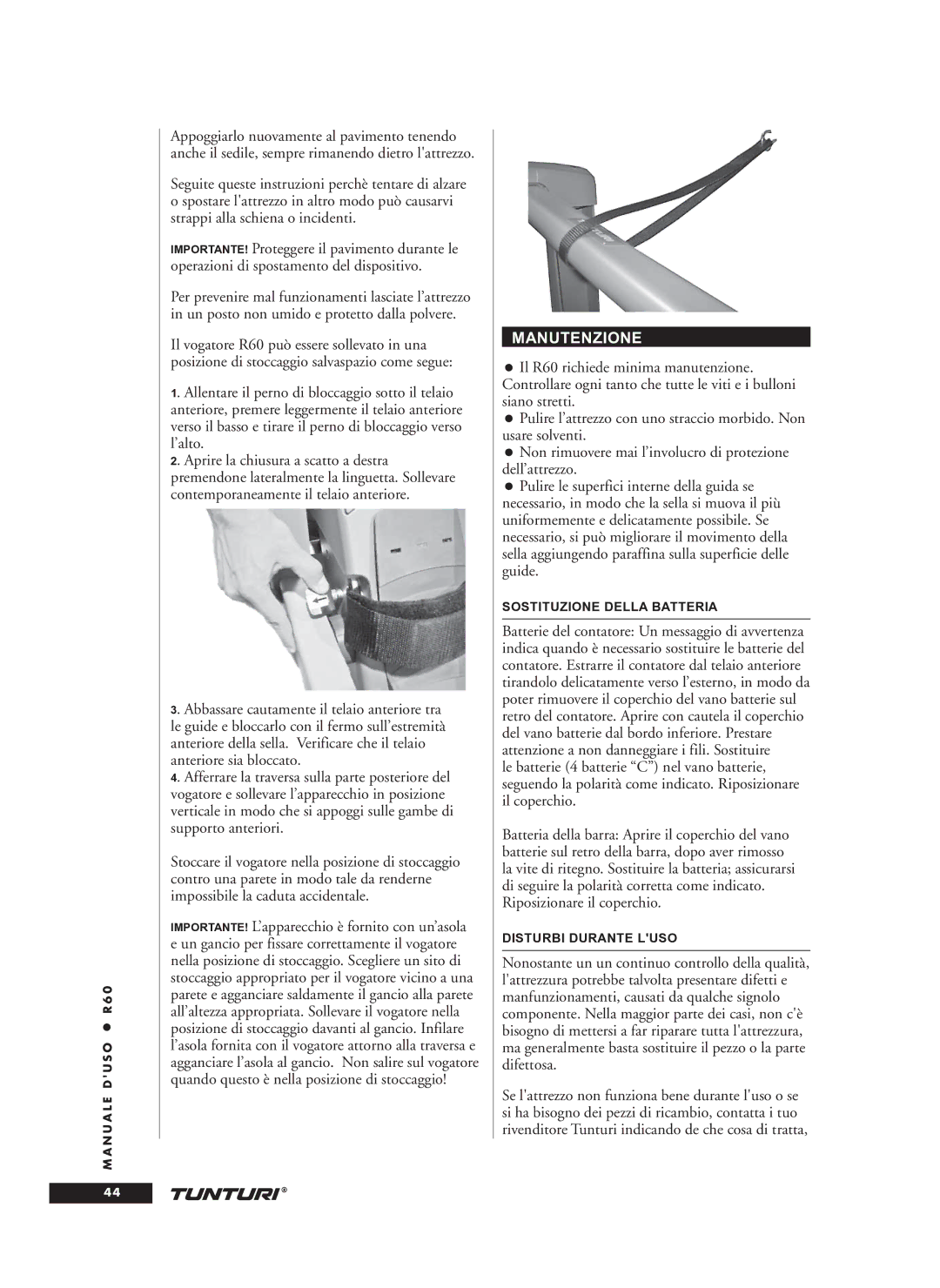 Tunturi R60 owner manual Manutenzione 