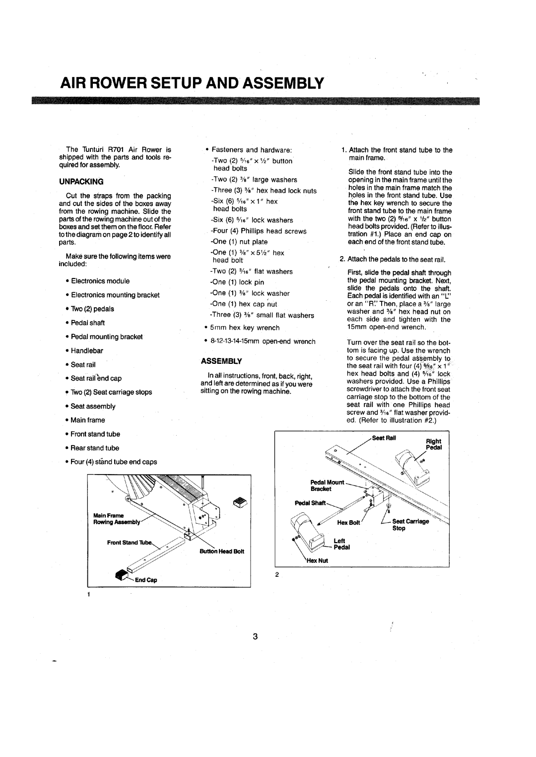 Tunturi R701 manual 