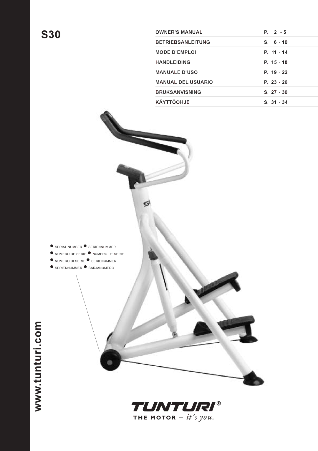 Tunturi S30 owner manual 