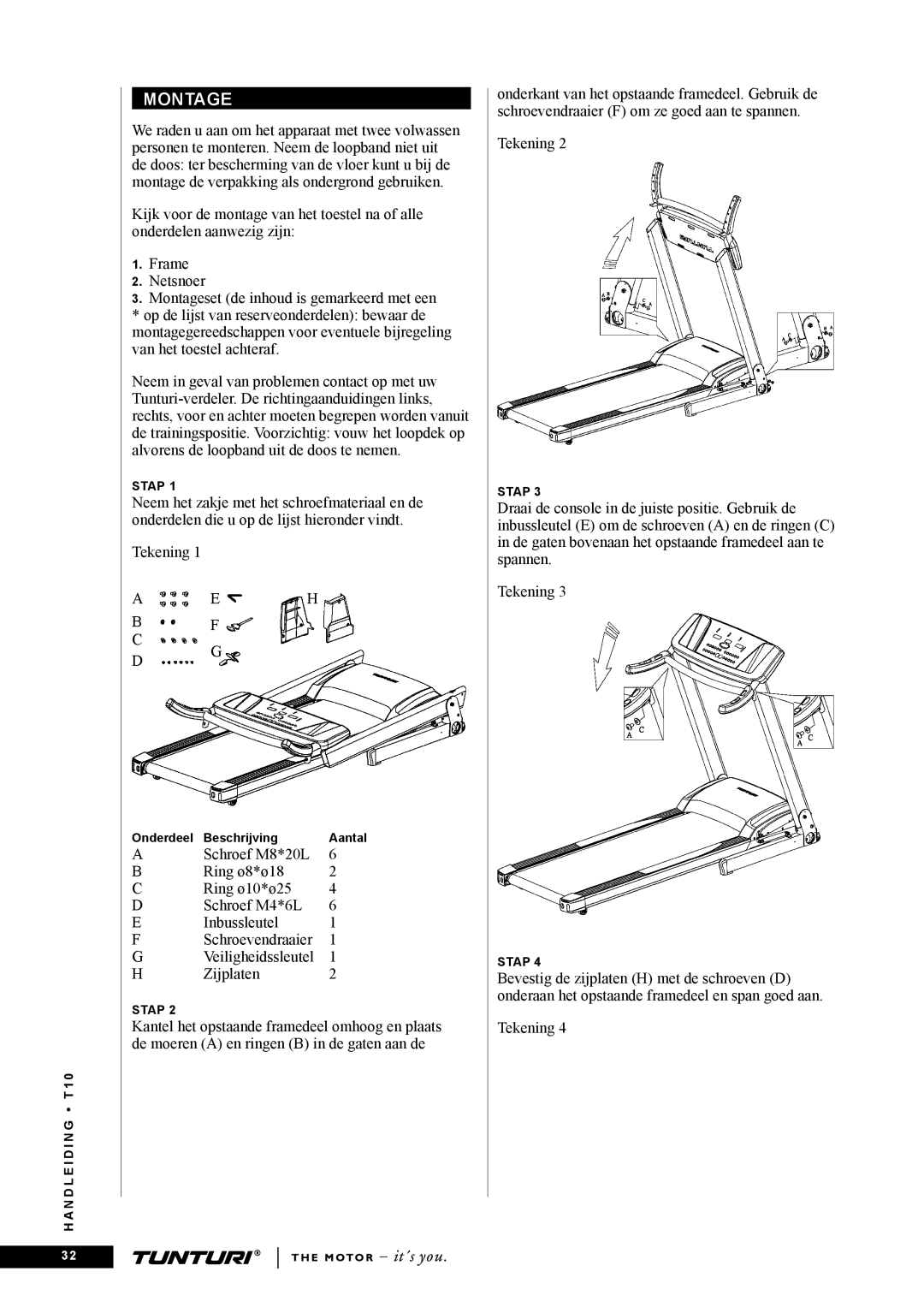 Tunturi T10 owner manual Stap 