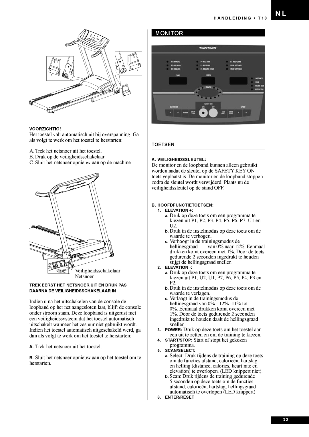 Tunturi T10 owner manual Monitor 