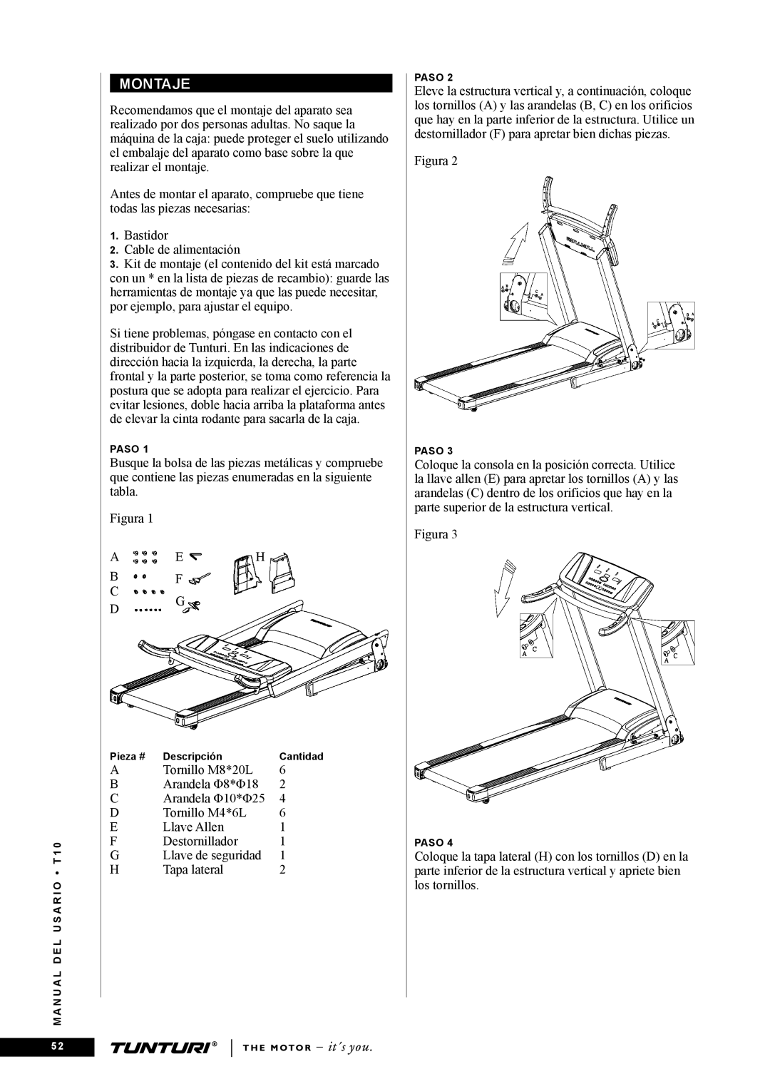 Tunturi T10 owner manual Montaje, Figura 