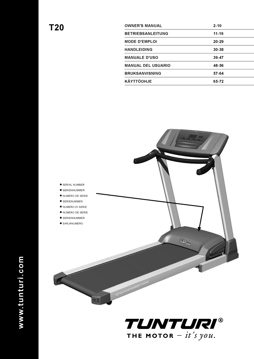 Tunturi T20 owner manual 