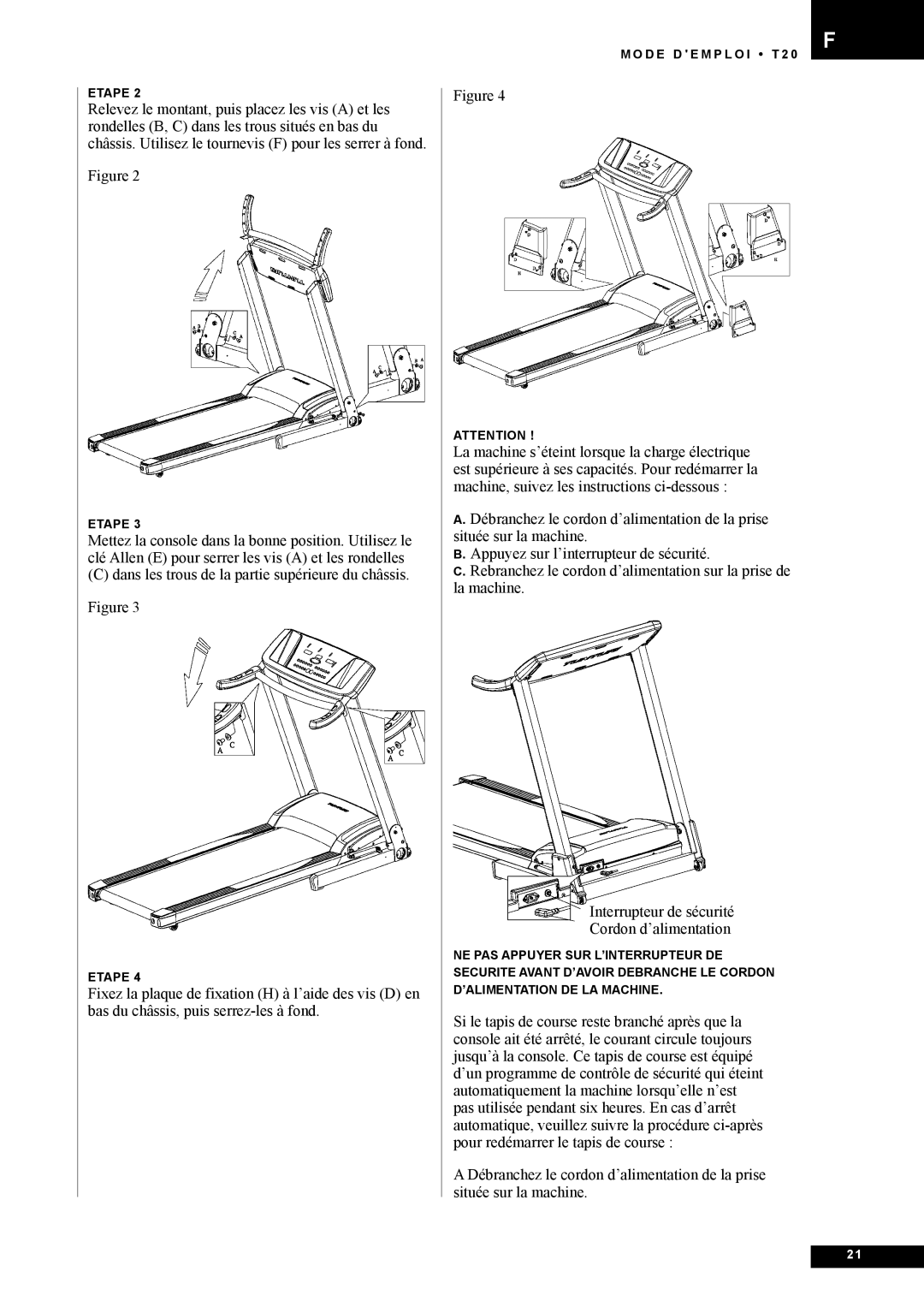 Tunturi T20 owner manual Etape 