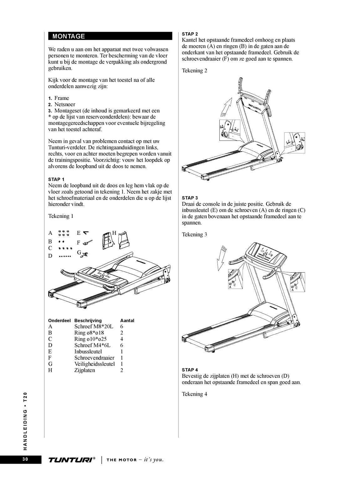 Tunturi T20 owner manual Stap 