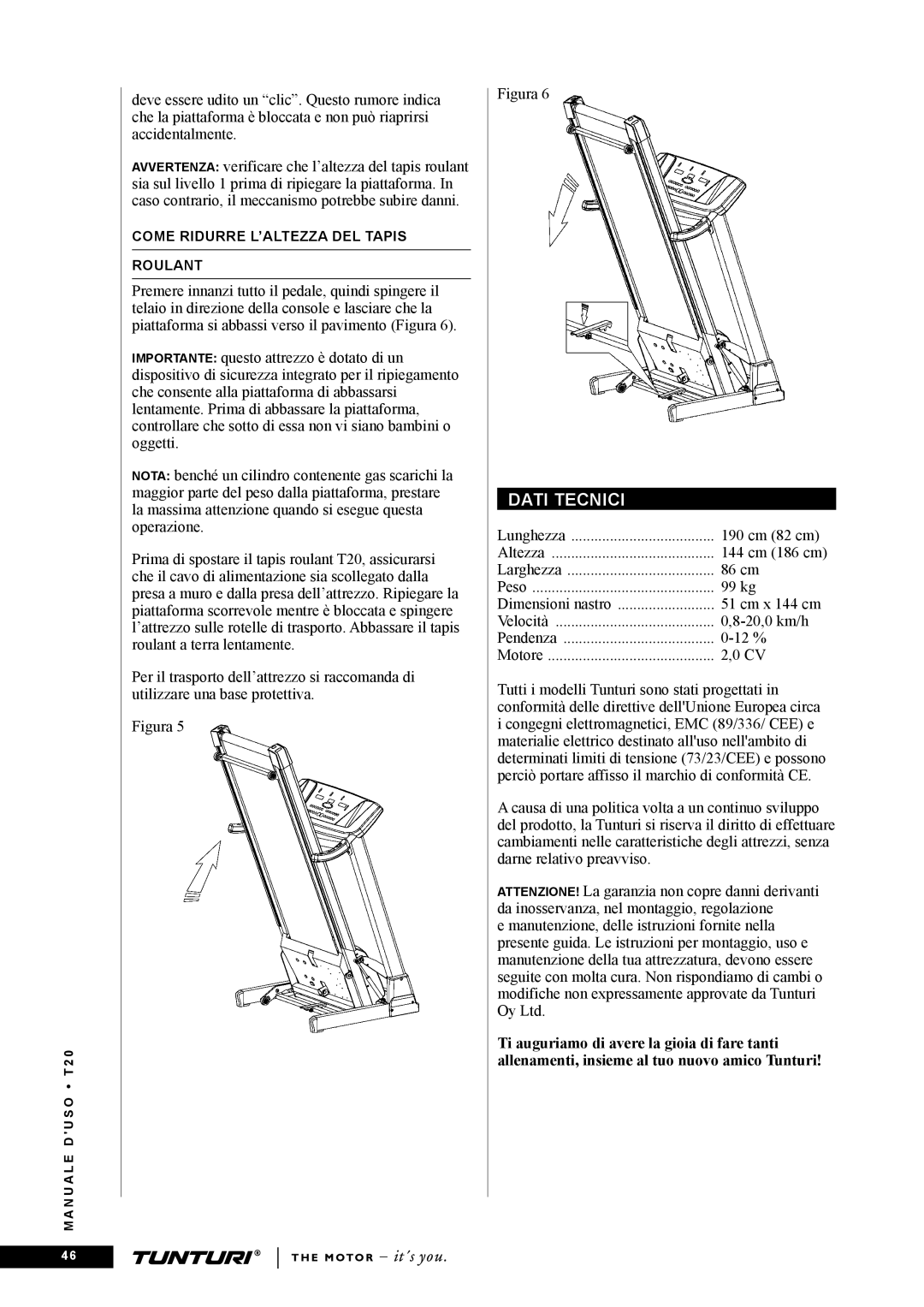 Tunturi T20 owner manual Dati Tecnici, Figura 