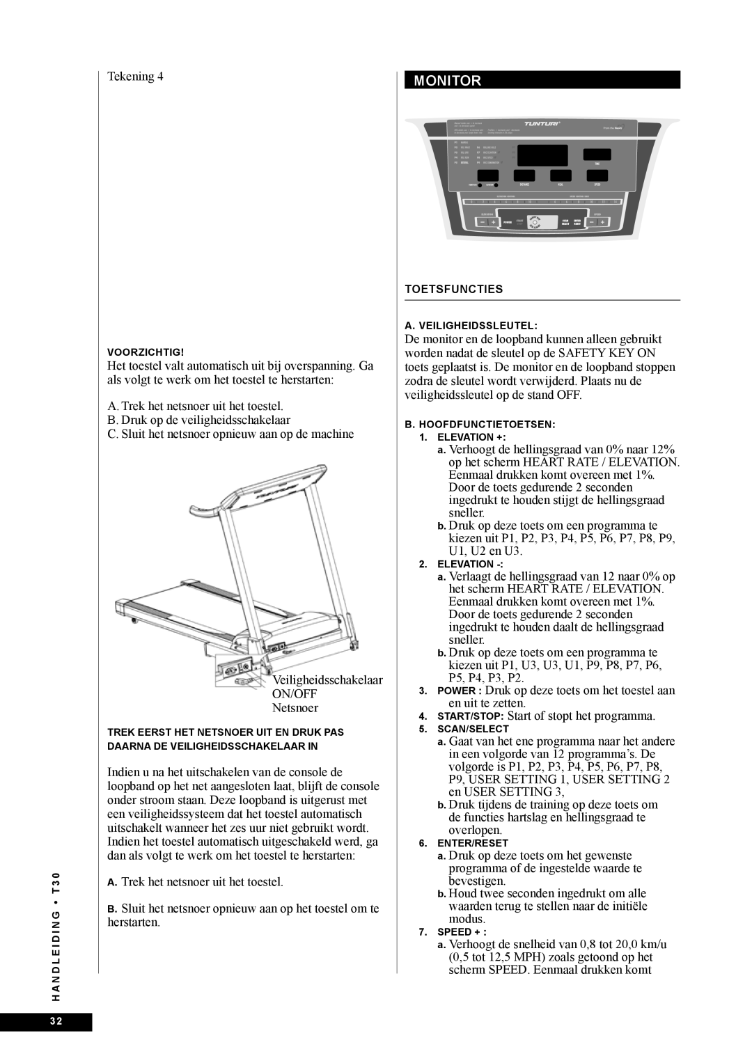 Tunturi T30 owner manual Monitor, Speed + 