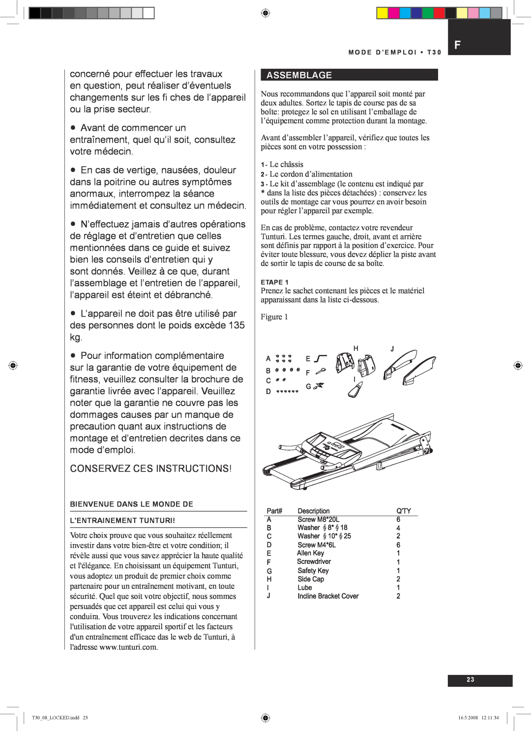 Tunturi T30 owner manual 