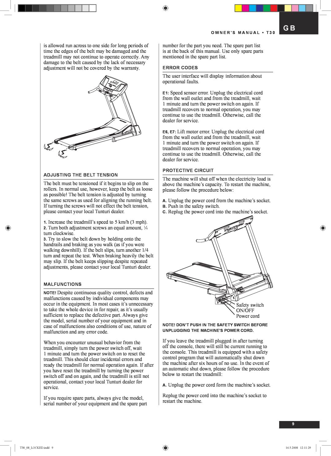 Tunturi T30 owner manual Increase the treadmill’s speed to 5 km/h 3 mph 