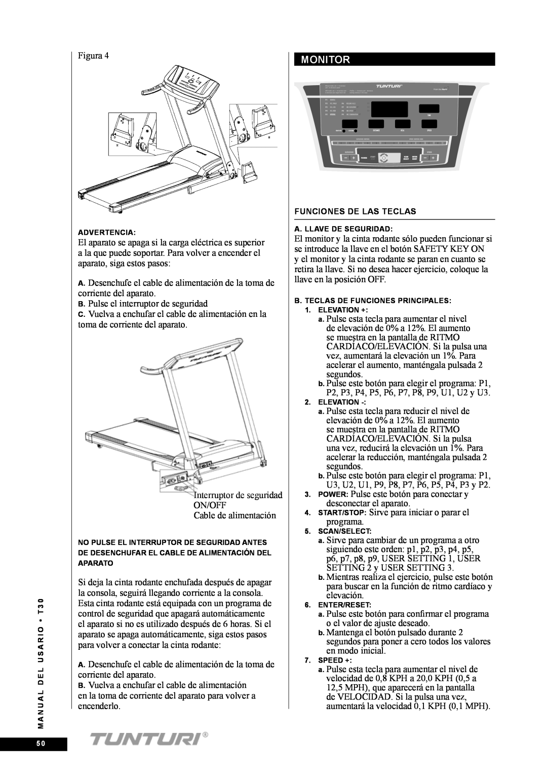 Tunturi T30 owner manual Monitor, Figura 
